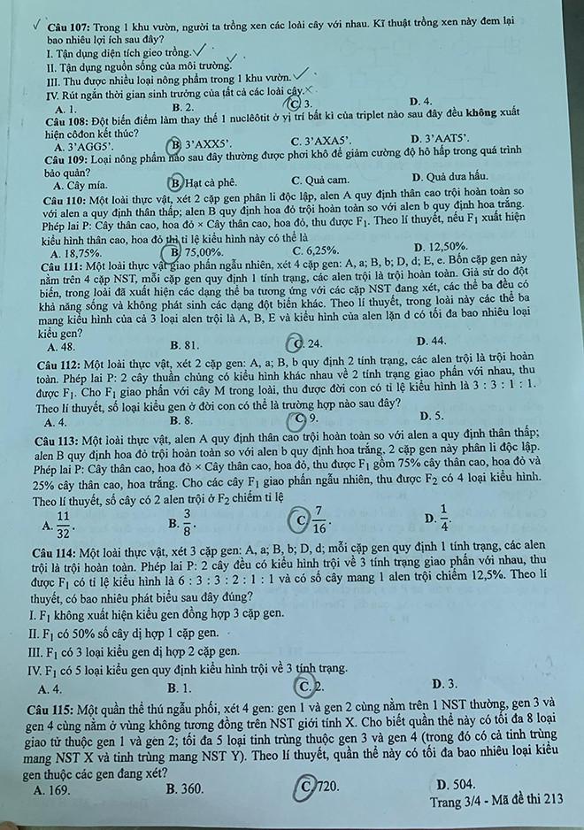 Đề thi, gợi ý đáp án đầy đủ môn Sinh học tốt nghiệp THPT 2020 - 3