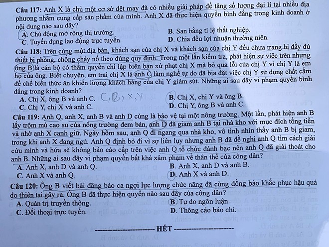 Đề thi, gợi ý đáp án đầy đủ môn Giáo dục công dân tốt nghiệp THPT 2020 - 4