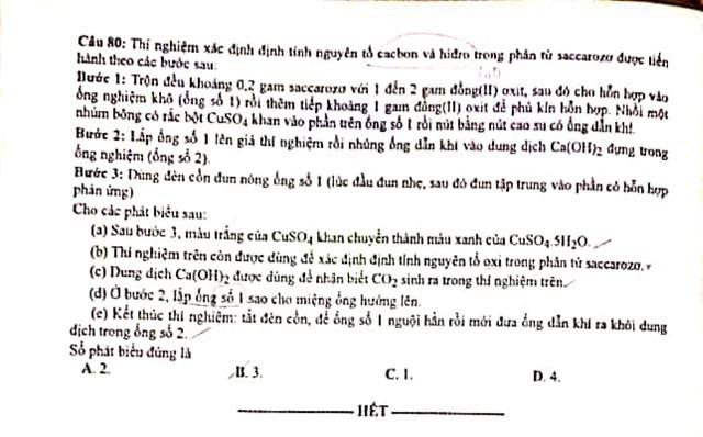 Đề thi, đáp án đầy đủ môn Hóa học tốt nghiệp THPT 2020 - 4