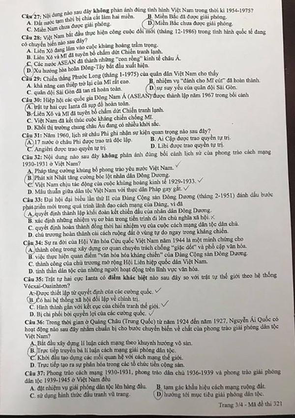 Đề thi, đáp án đầy đủ môn Lịch sử tốt nghiệp THPT 2020 - 3