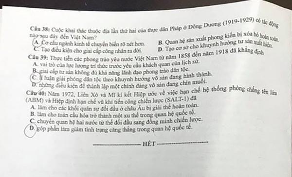 Đề thi, đáp án đầy đủ môn Lịch sử tốt nghiệp THPT 2020 - 4