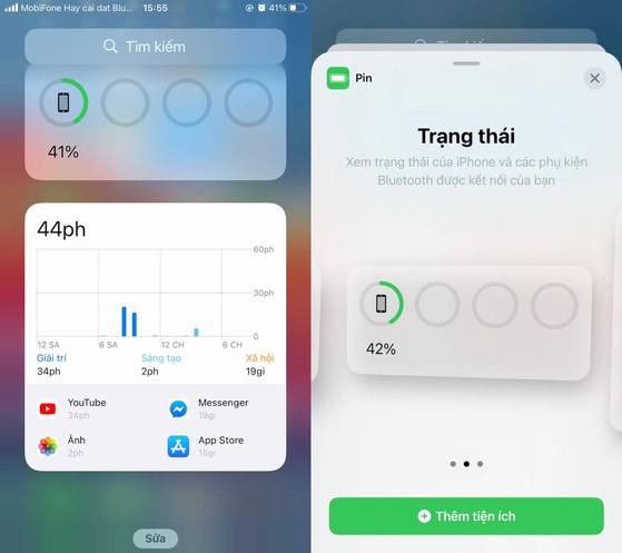 Thêm Widget Batteries (pin) lên màn hình chính. Ảnh: MINH HOÀNG