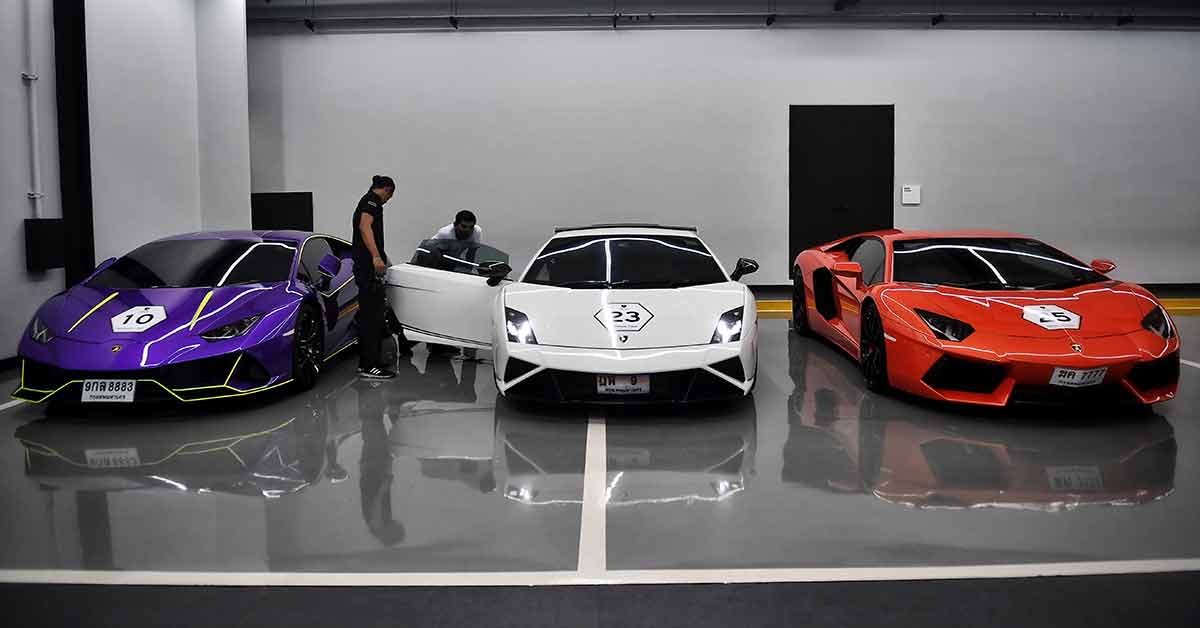 Những siêu xe của câu lạc bộ&nbsp;Lamborghini ở Bangkok, Thái lan.
