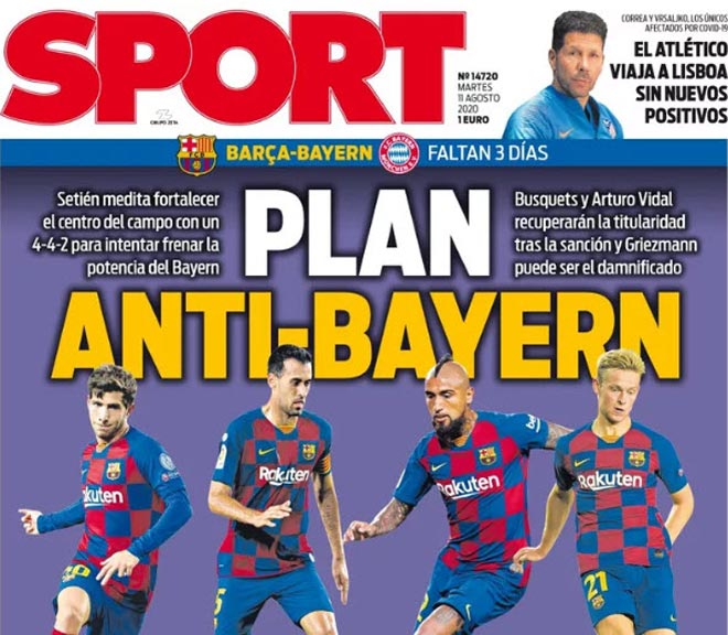 Tờ Sport tiết lộ Barcelona lên kế hoạch chống Bayern Munich bằng 4 tiền vệ có khả năng thu hồi bóng tốt