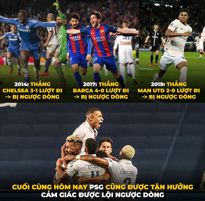 Sau bao năm bị ngược dòng cuối cùng PSG cũng tận hưởng cảm giác ngược dòng đội khác.