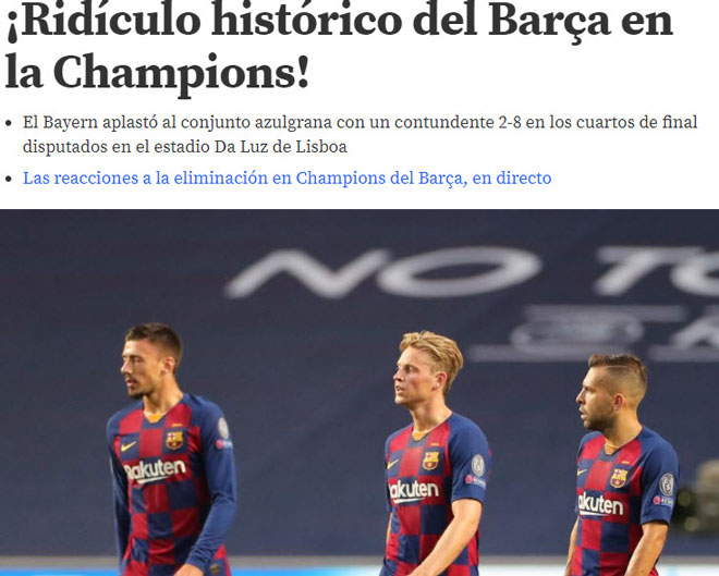 Tờ Mundo Deportivo nhận định đây là trận thua nực cười và cực "muối mặt" của Barcelona