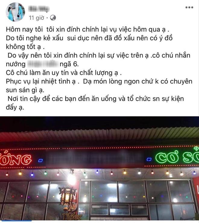 Cô gái đăng thông tin đính chính lên Facebook cá nhân.