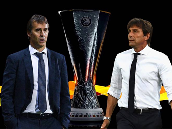 Cuộc đấu trí thú vị giữa 2 HLV Julen Lopetegui (trái, Sevilla) và Antonio Conte (Inter Milan)