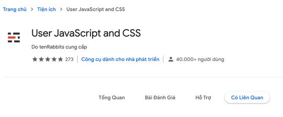 Cài đặt tiện ích User JavaScript and CSS cho trình duyệt. Ảnh: MINH HOÀNG