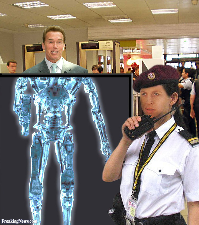 Hình ảnh của "kẻ hủy diệt" được nhìn thấy ở cổng kiểm tra an ninh sân bay.

