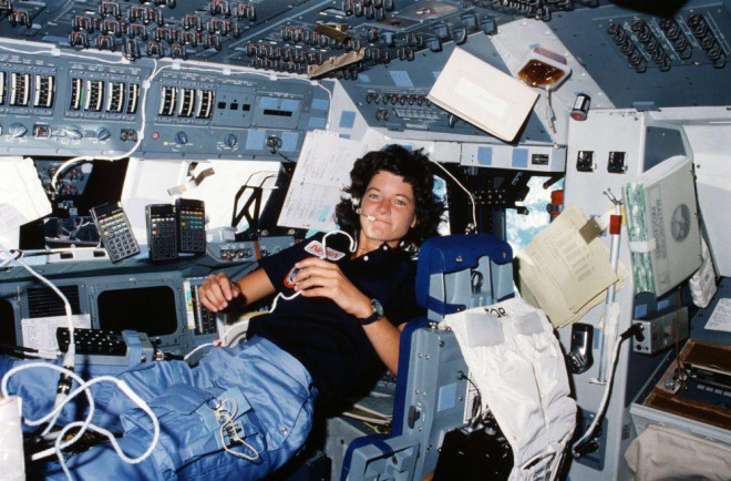 Sally Ride: Phi hành gia NASA trở thành người phụ nữ Mỹ đầu tiên bay lên vũ trụ khi cô thực hiện nhiệm vụ ở tàu con thoi vũ trụ Challenger. Ảnh: NASA.