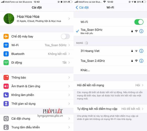 Tắt WiFi hoặc dữ liệu di động trên iPhone và bật lại. Ảnh: MINH HOÀNG