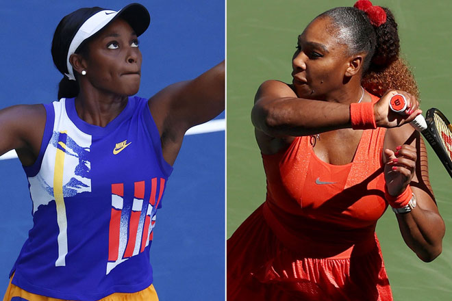 Sloane Stephens (trái) không giữ được lợi thế đáng kể trước đàn chị đồng hương Serena Williams