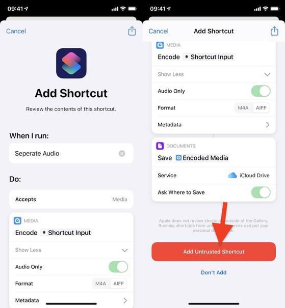 Thêm phím tắt&nbsp;Separate Audio vào ứng dụng Shortcuts.&nbsp;