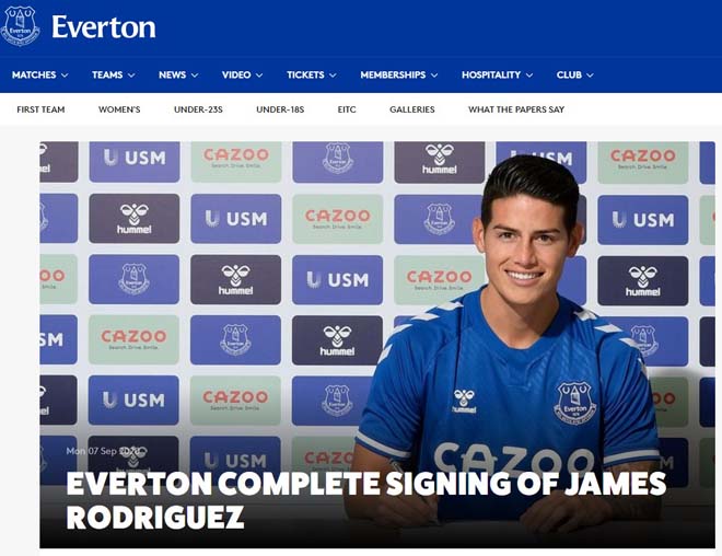 James Rodriguez chính thức gia nhập Everton