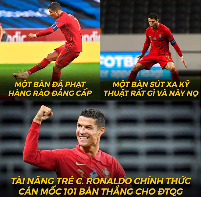 Ronaldo chính thức cán mốc 100 bàn thắng cho Bồ Đào Nha.