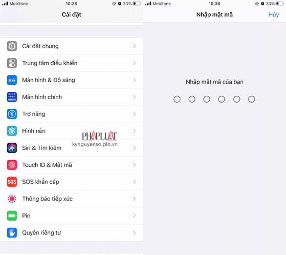 Cấu hình lại Touch ID trong phần cài đặt iPhone. Ảnh: MINH HOÀNG