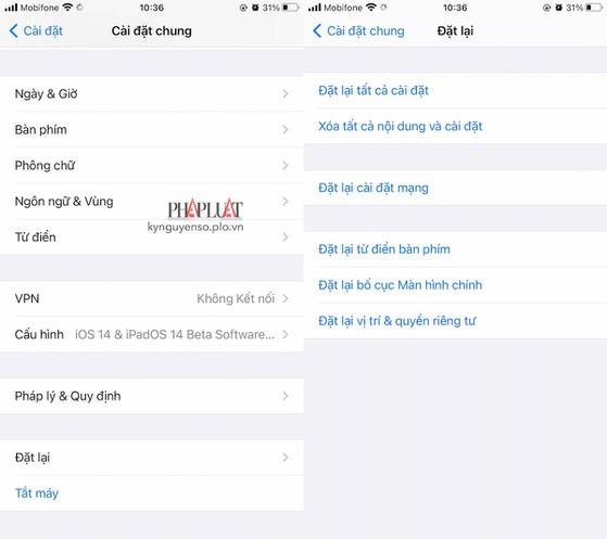 Đặt lại toàn bộ cài đặt mạng trên iPhone. Ảnh: MINH HOÀNG