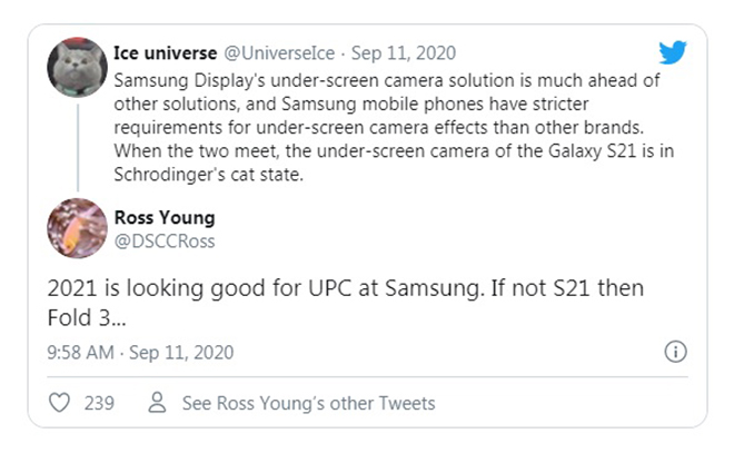 Tin đồn về công nghệ camera dưới màn hình của Samsung.