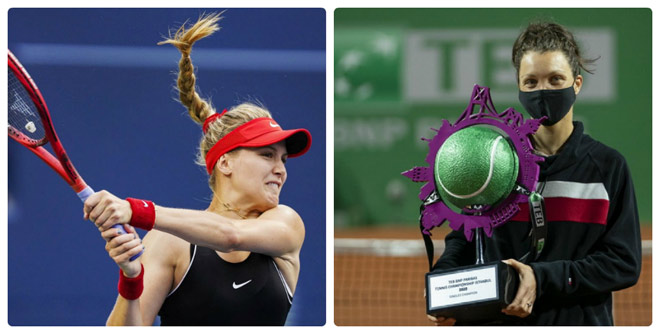 Bouchard (trái) bị Maria Tig lội ngược dòng ở trận chung kết Istanbul Open năm nay