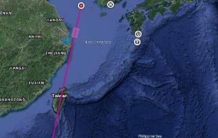 Đường bay của tên lửa Long March 11 thẳng qua đảo Đài Loan.