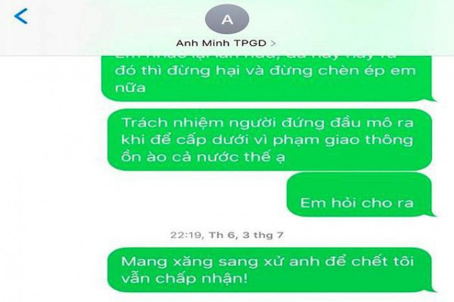 Dòng tin nhắn&nbsp;ông Phan Thanh Minh cho là do bà Định Thị Phương Nhạn nhắn.