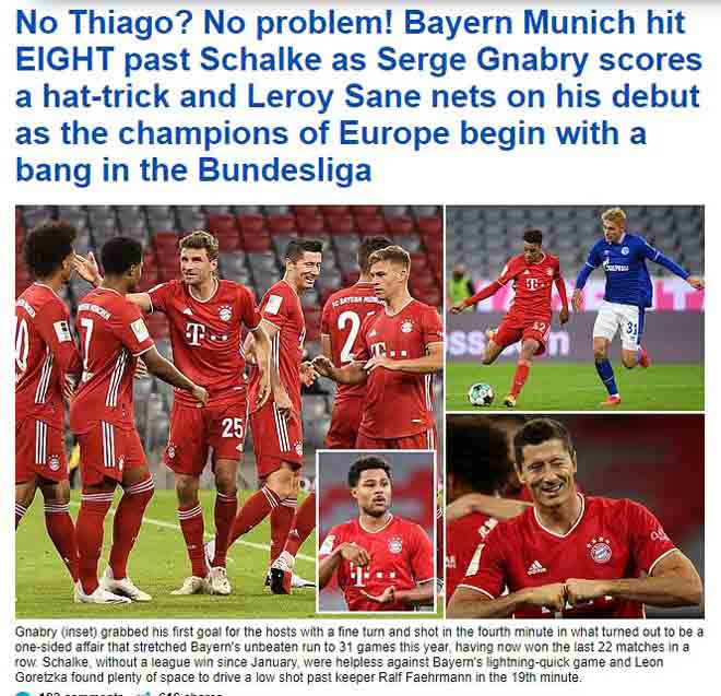 Daily Mail khẳng định, việc bán Thiago không ảnh hưởng đến sức mạnh của Bayern