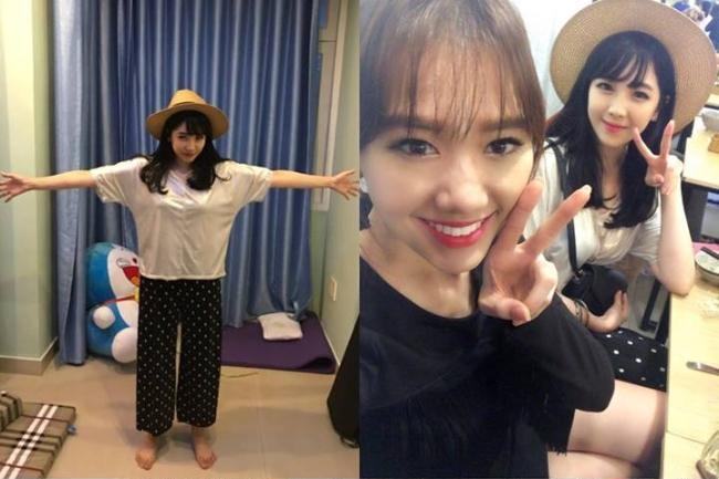 Hình ảnh hiếm hoi mà Hari Won chụp cùng em gái được Maria Yoo đăng tải trên trang cá nhân.
