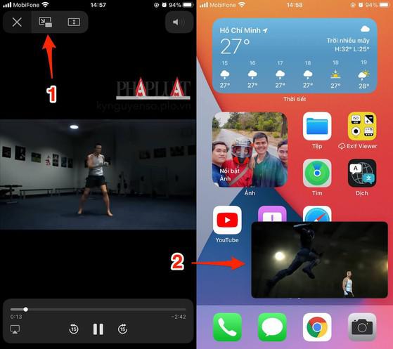 Cách mở video YouTube ở chế độ PiP trên iPhone. Ảnh: MINH HOÀNG