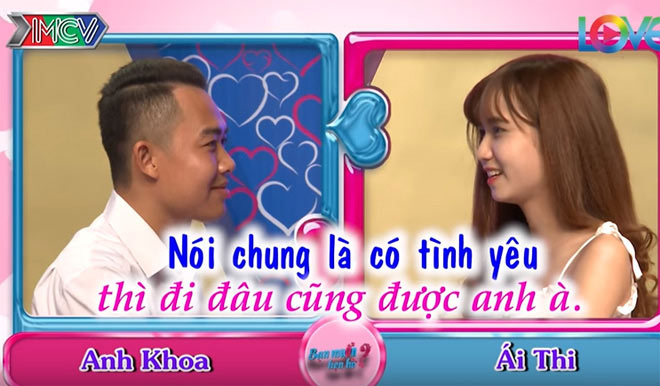 Cô được ghép đôi với chàng trai tên Anh Khoa