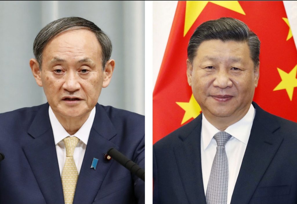 Chủ tịch Trung Quốc Tập Cận Bình và Thủ tướng Nhật Bản Suga Yoshihide vừa có cuộc điện đàm đầu tiên (ảnh: SCMP)