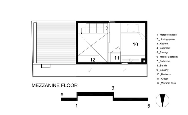 Tầng trên và tầng lửng gồm 2 phòng ngủ cho bố mẹ và con cái.
