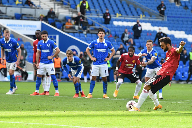 Bruno Fernandes giúp MU thắng nhọc Brighton nhờ quả penalty thành công phút 90+10