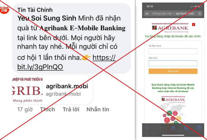 Hình ảnh, thông tin giả mạo Agribank