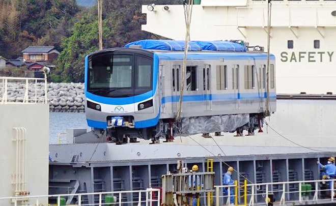 Đoàn tàu đầu tiên của tuyến metro số 1 đã rời cảng Kasado (Nhật Bản) để vận chuyển về TP.HCM.