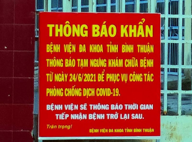 Thông báo của Bệnh viện Bình Thuận từ 24-6