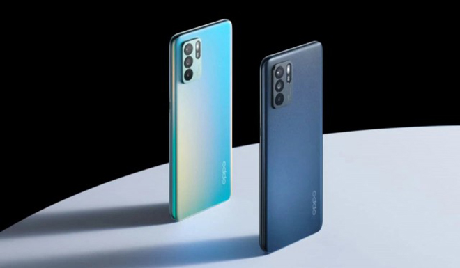 Oppo Reno6 Z màu xanh và đen.