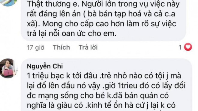 Vụ việc chia sẻ trên mạng xã hội đã nhận được nhiều ý kiến bình luận. Đa số kêu gọi cơ quan chức năng điều tra, làm rõ cái chết của cháu bé