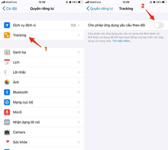 Không cho phép các ứng dụng theo dõi khi sử dụng iPhone. Ảnh: MINH HOÀNG