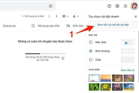 Truy cập vào phần cài đặt trên Gmail. Ảnh: MINH HOÀNG