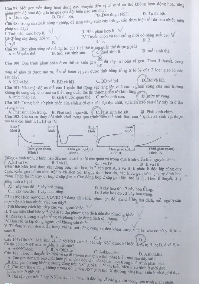 Đề thi môn Sinh học kỳ thi tốt nghiệp THPT 2021 &#40;Full mã đề&#41; - 6
