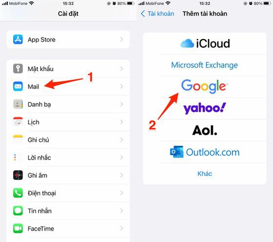Thêm tài khoản Google lên iPhone. Ảnh: MINH HOÀNG