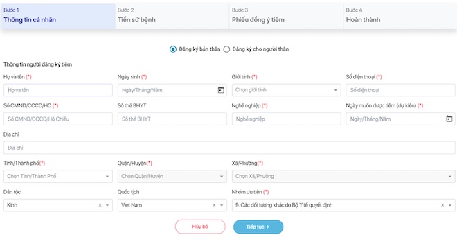 6 bước đăng ký tiêm vắc-xin COVID-19 cho cá nhân, người thân nhanh chóng - 3
