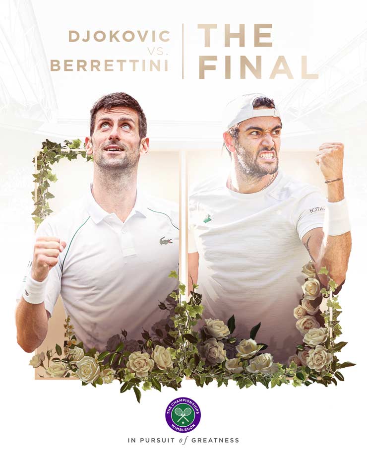 Novak Djokovic đối đầu Matteo Berrettini trong trận chung kết đơn nam Wimbledon năm nay