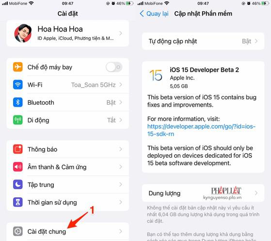 Cập nhật phần mềm mới nhất cho iPhone. Ảnh: MINH HOÀNG