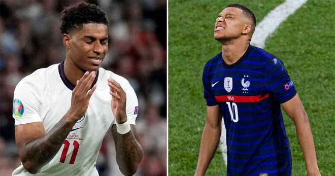 Rashford được Mbappe an ủi sau khi sút hỏng luân lưu ở chung kết EURO