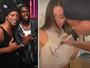 Bóng đá - Xôn xao clip Ronaldinho ký tên lên &quot;vòng 1&quot; của fan nữ xinh hút triệu view