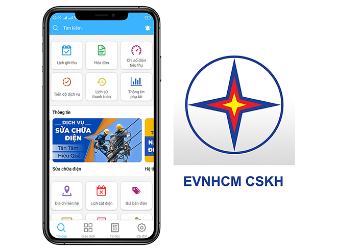 Ứng dụng EVNHCMC tương thích cho cả iPhone và smartphone Android.