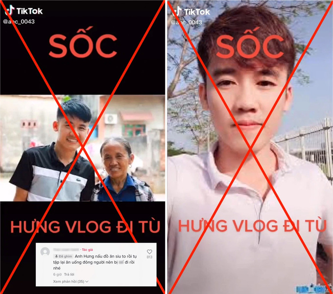 Tài khoản TikTok "câu view" khi đưa tin sai sự thật về việc Hưng Vlog đi tù