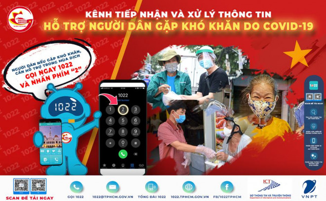 Khi gặp khó khăn do Covid-19, người dân hãy gọi 1022, nhấn phím 2 (ảnh: Trung tâm Báo chí TP HCM)